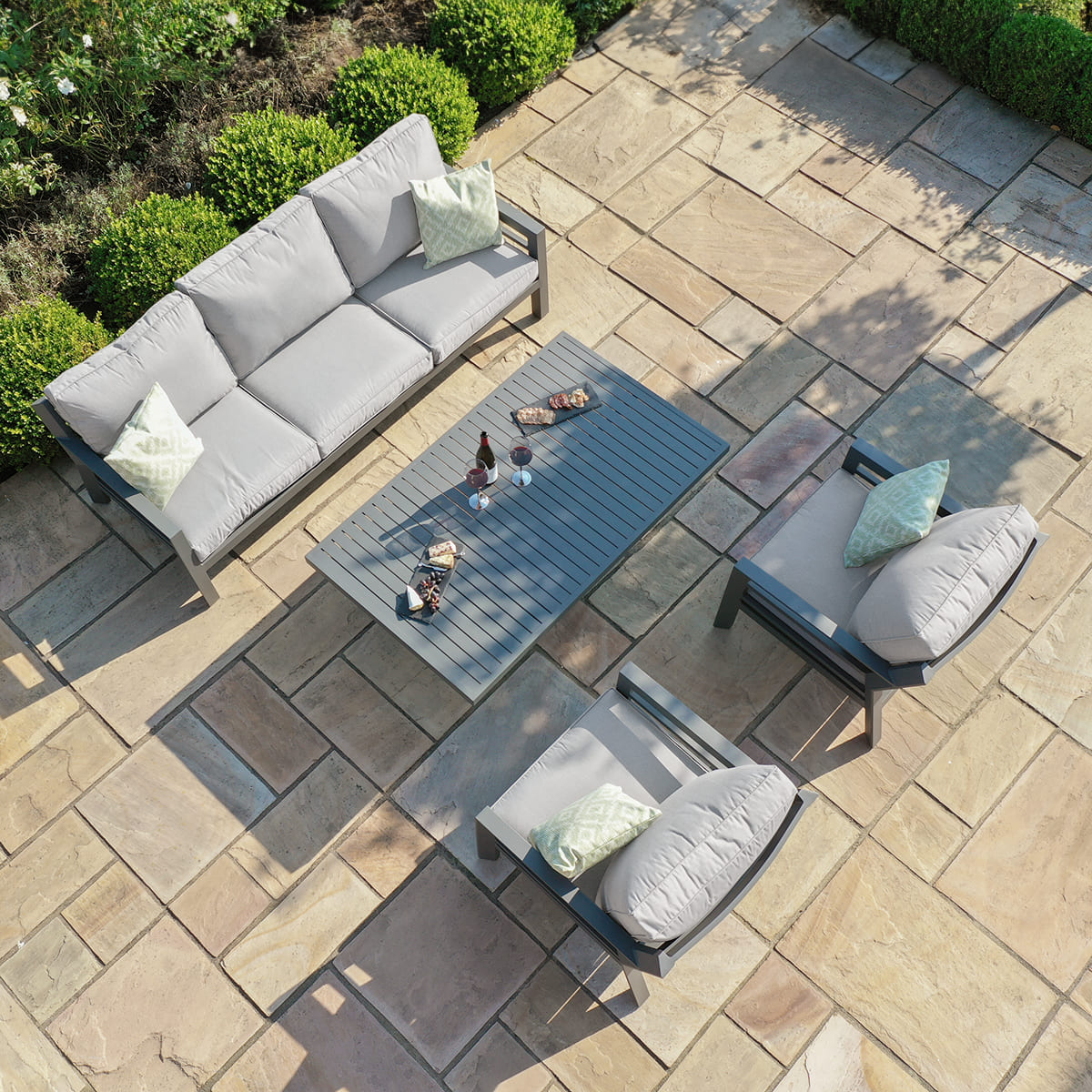 New York 3 Seat Sofa Set with Rising Table in Dove Grey