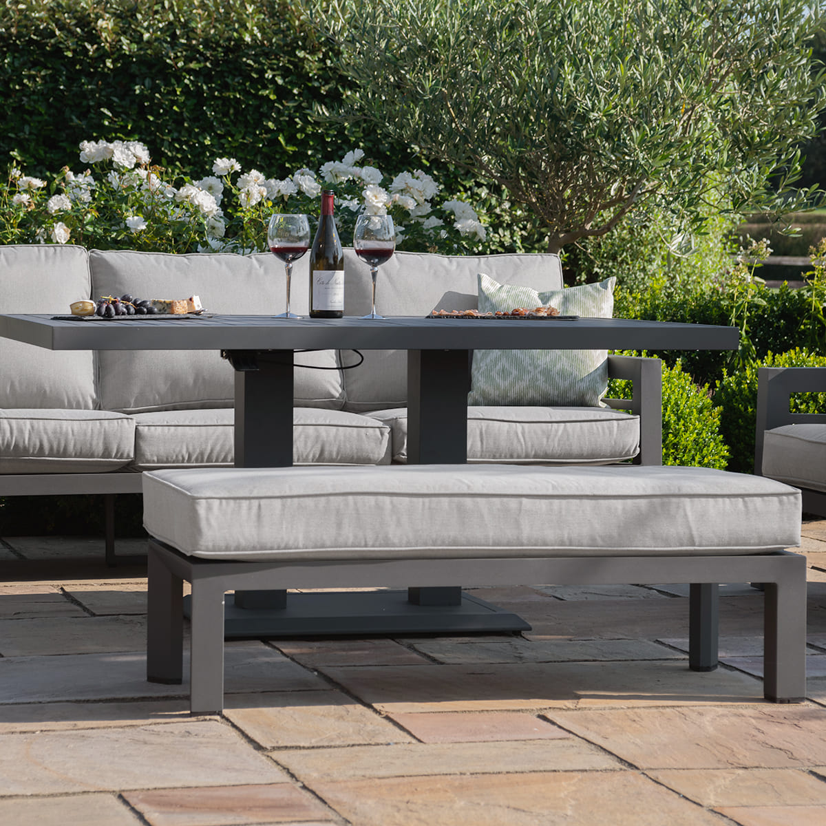 New York 3 Seat Sofa Set with Rising Table in Dove Grey