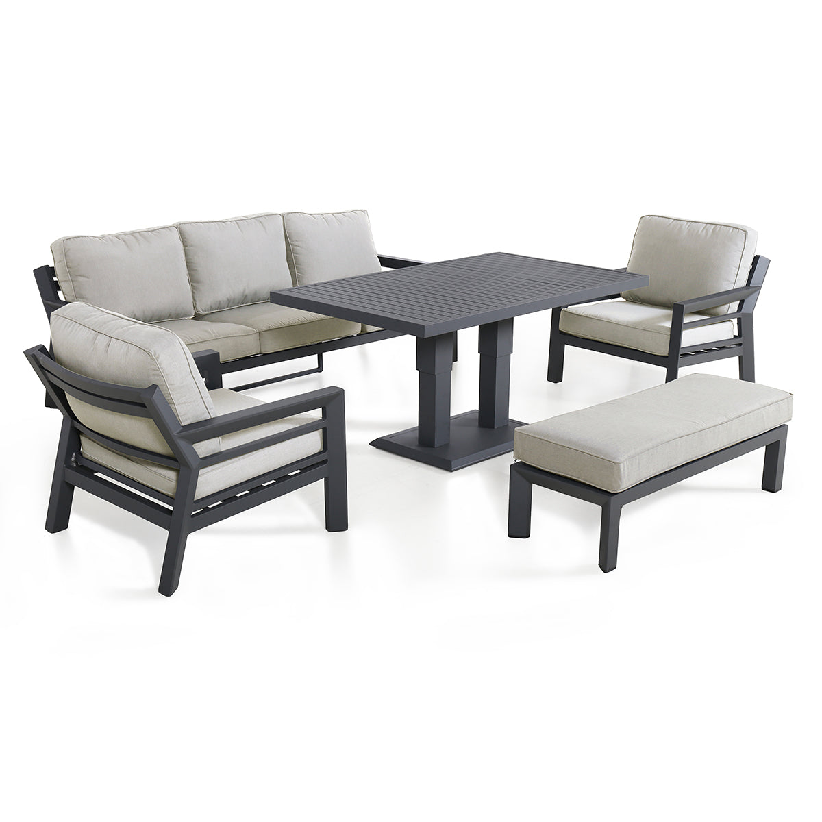 New York 3 Seat Sofa Set with Rising Table in Dove Grey