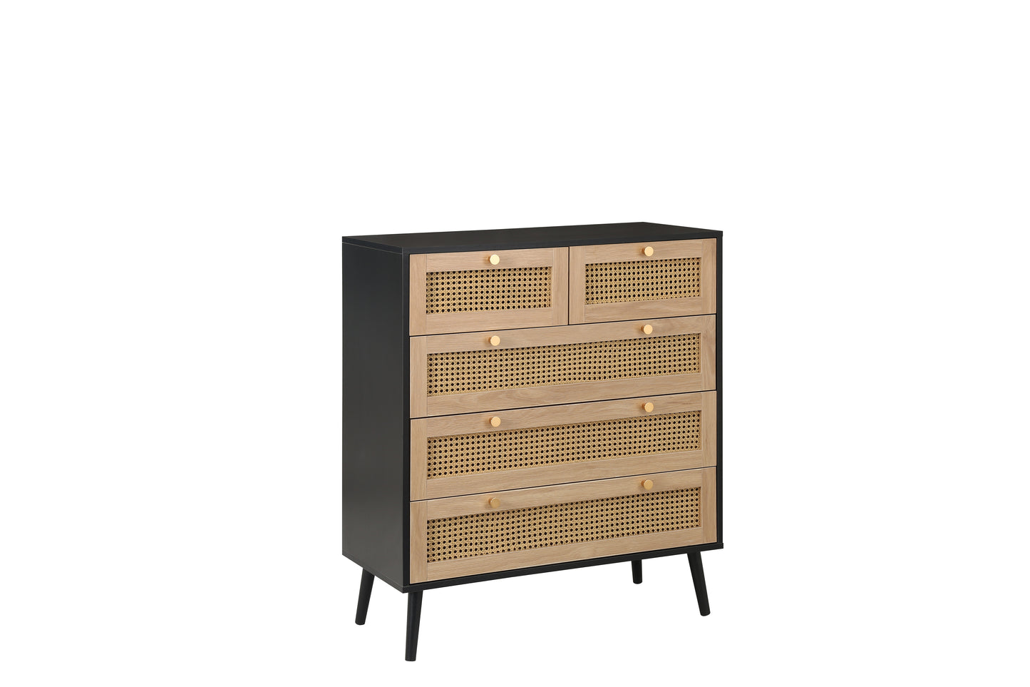 Croxley 5 Drawer Rattan Chest in Black