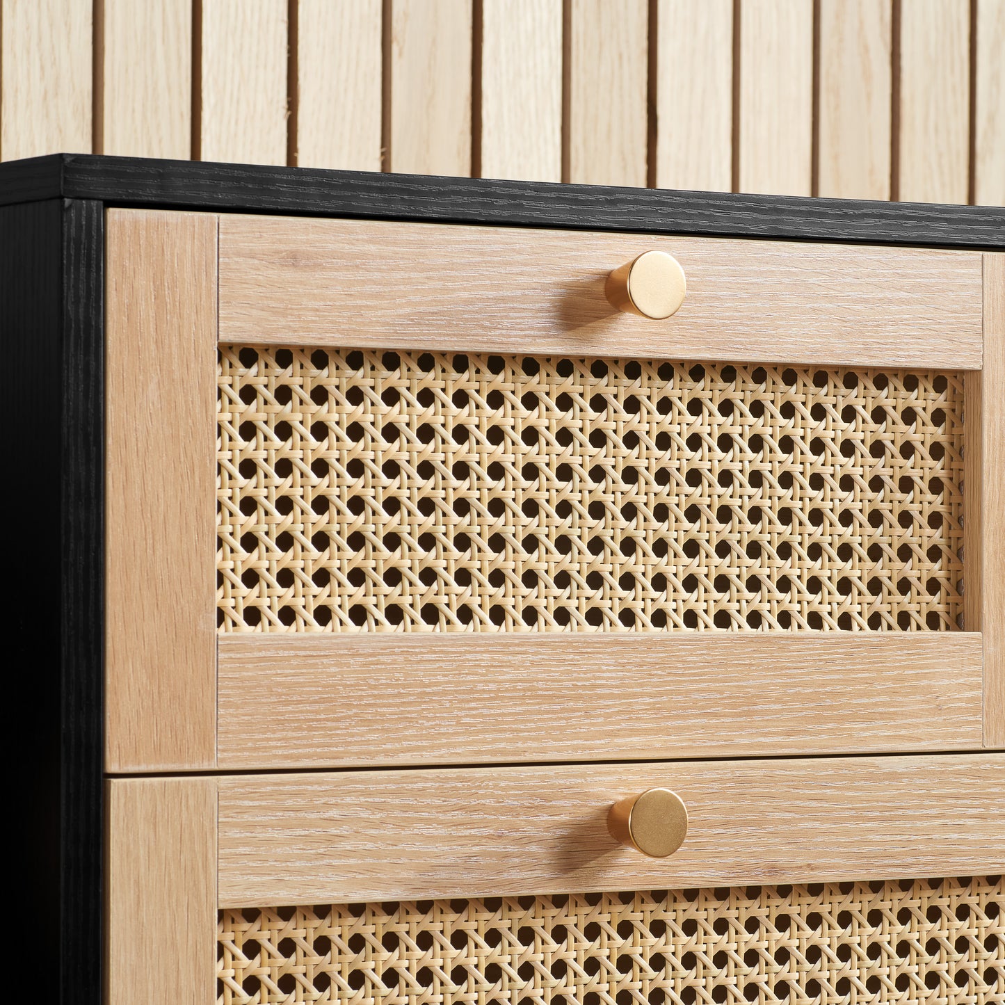 Croxley 5 Drawer Rattan Chest in Black