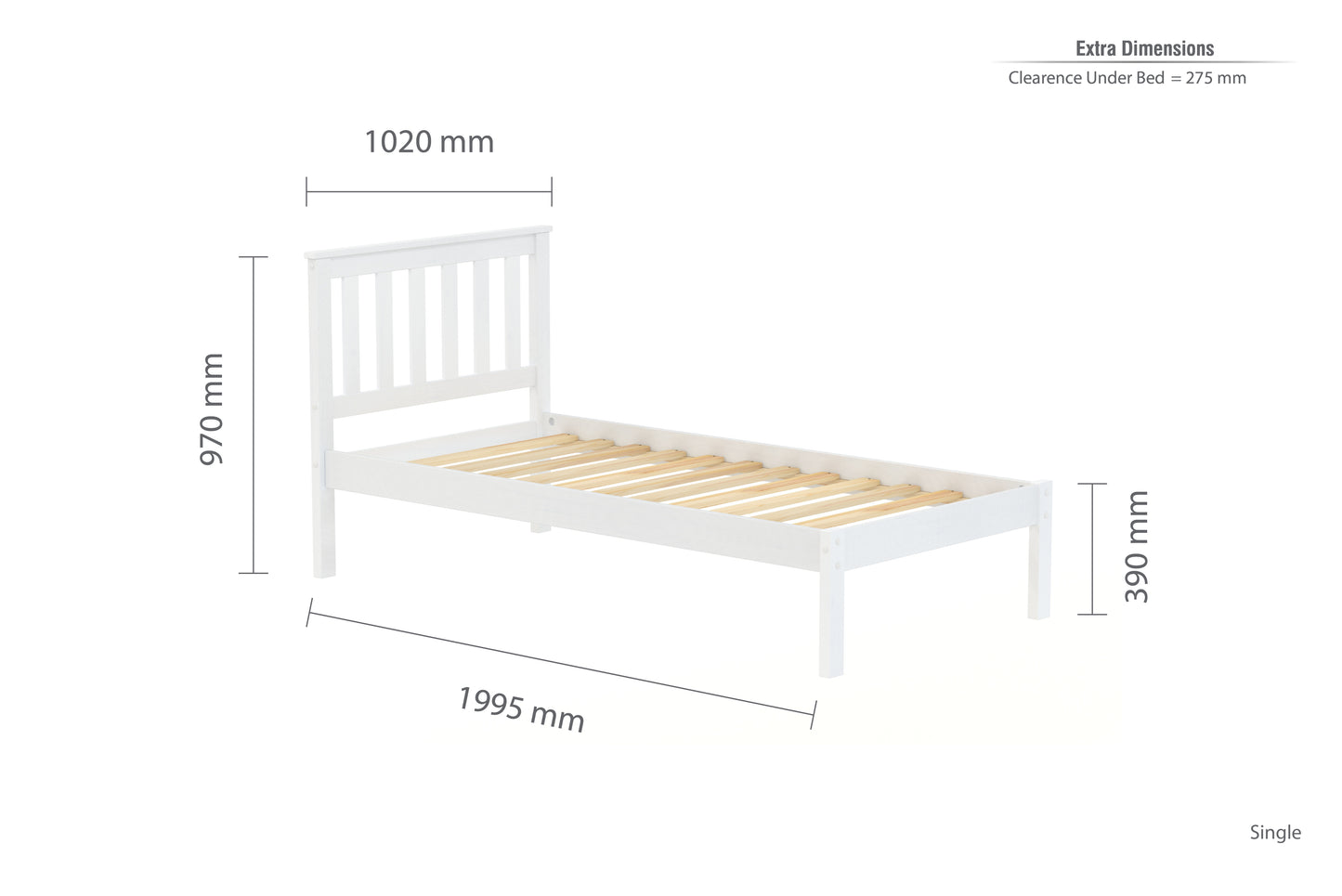 Denver Shaker Style Single Wooden Bed frame - Timeless Elegance and Durability - 3 Colour Options
