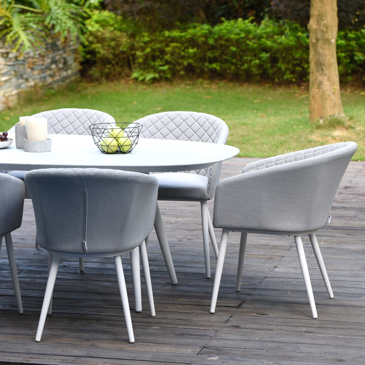 Ambition 8 Seat Oval Dining Set in Lead Chine