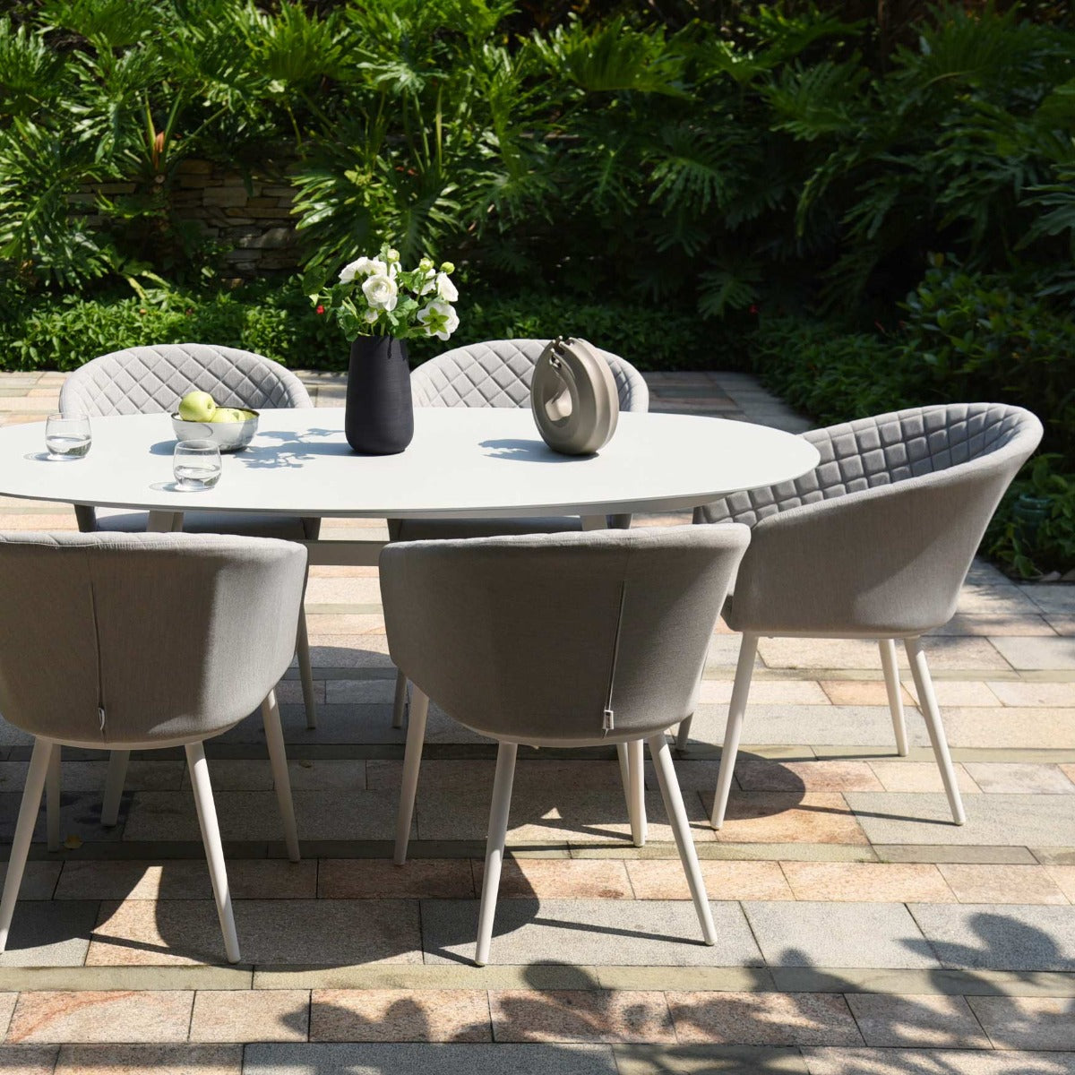 Ambition 8 Seat Oval Dining Set in Lead Chine