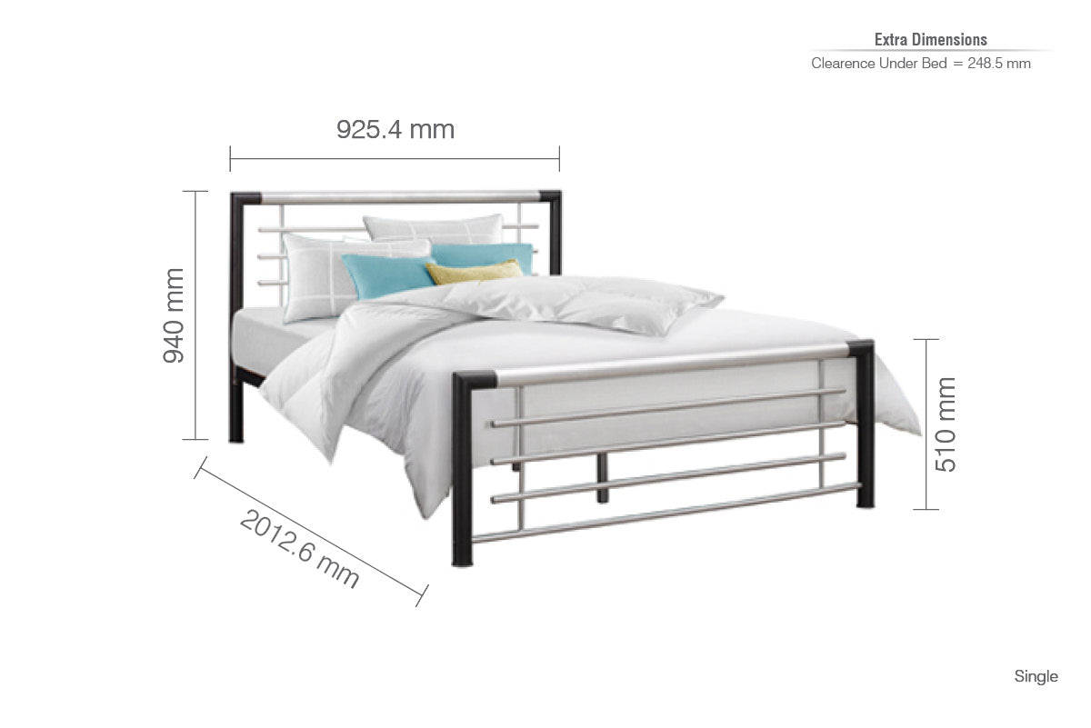 Faro Single Bed Frame - Sleek and Modern Design in Black and Silver