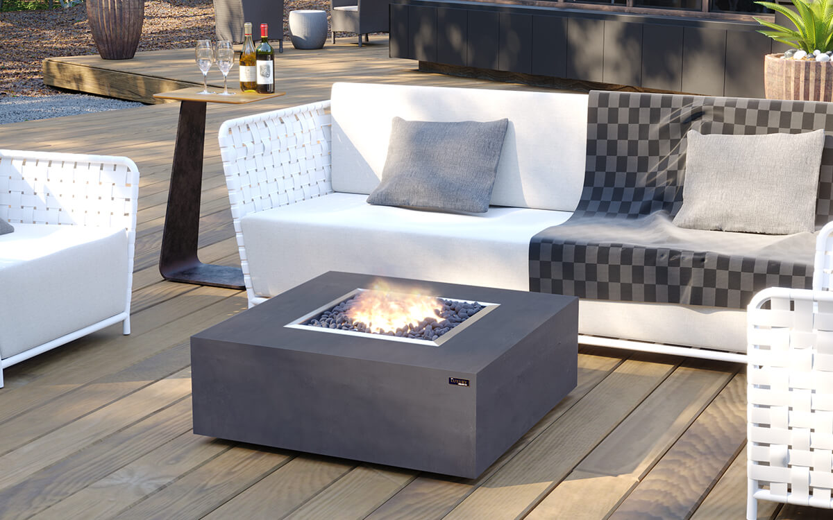 Maroma Gas Fire Pit (LPG) in Grey: Luxury Outdoor Fire Pit with Propane Flame