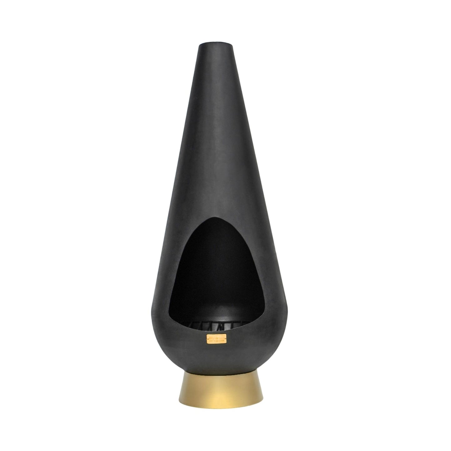 Outdoor Leo Fireplace in Matt Black/Antique Gold H120CM W46CM