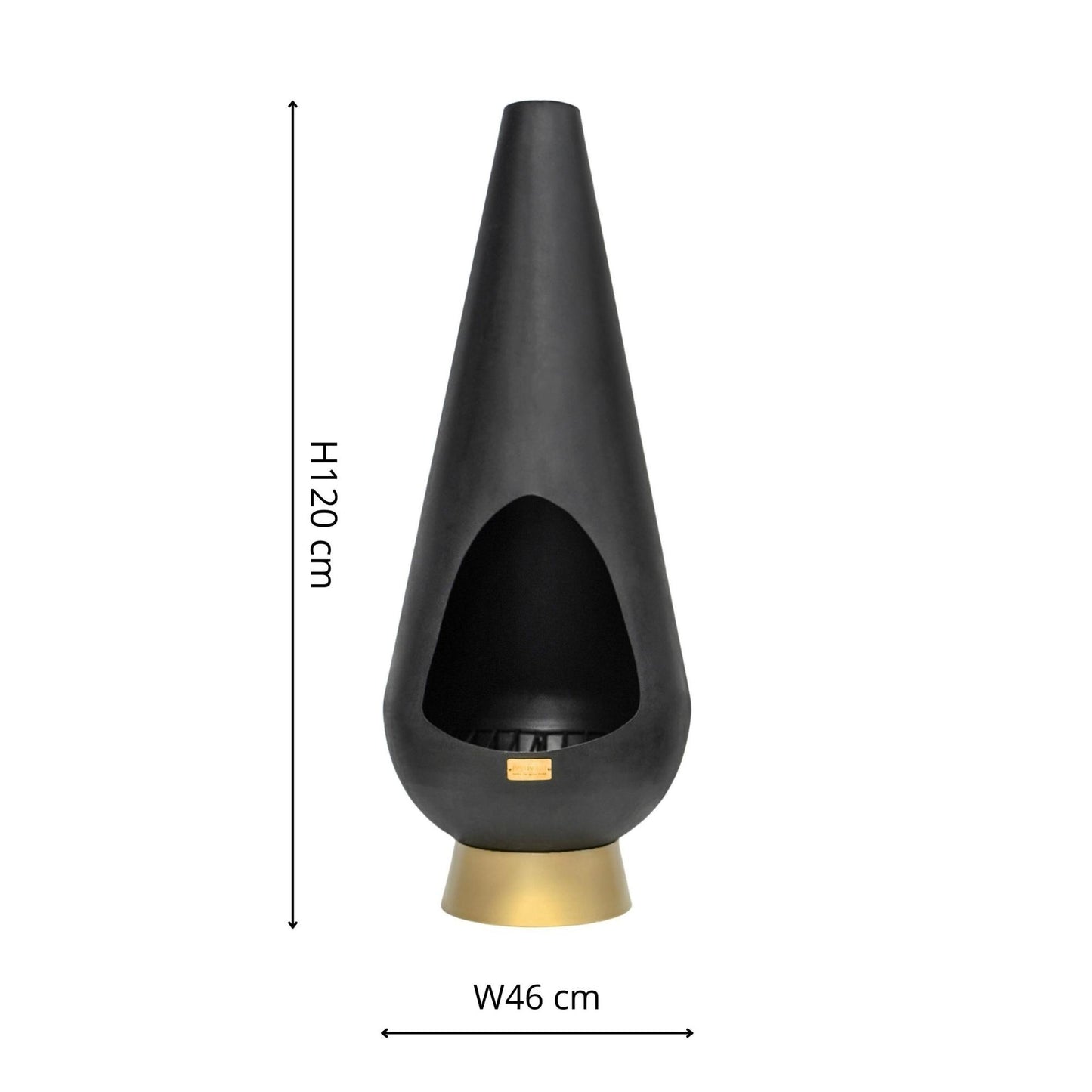 Outdoor Leo Fireplace in Matt Black/Antique Gold H120CM W46CM