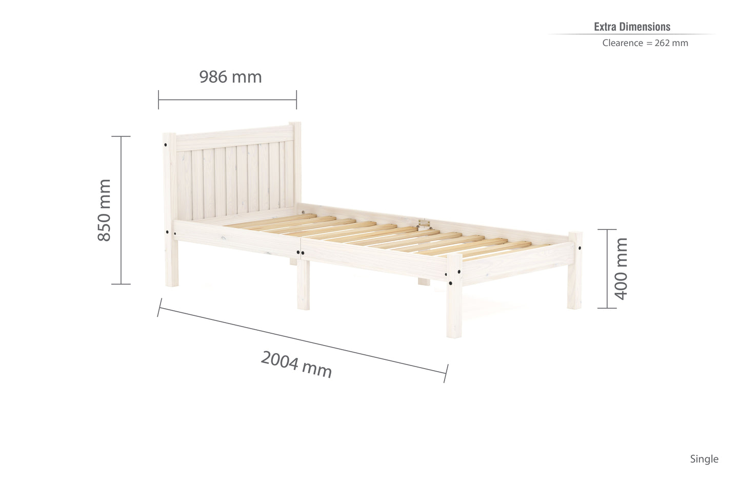 Rio Single Wooden Bed Frame - Contemporary and Stylish Design in White or Pine