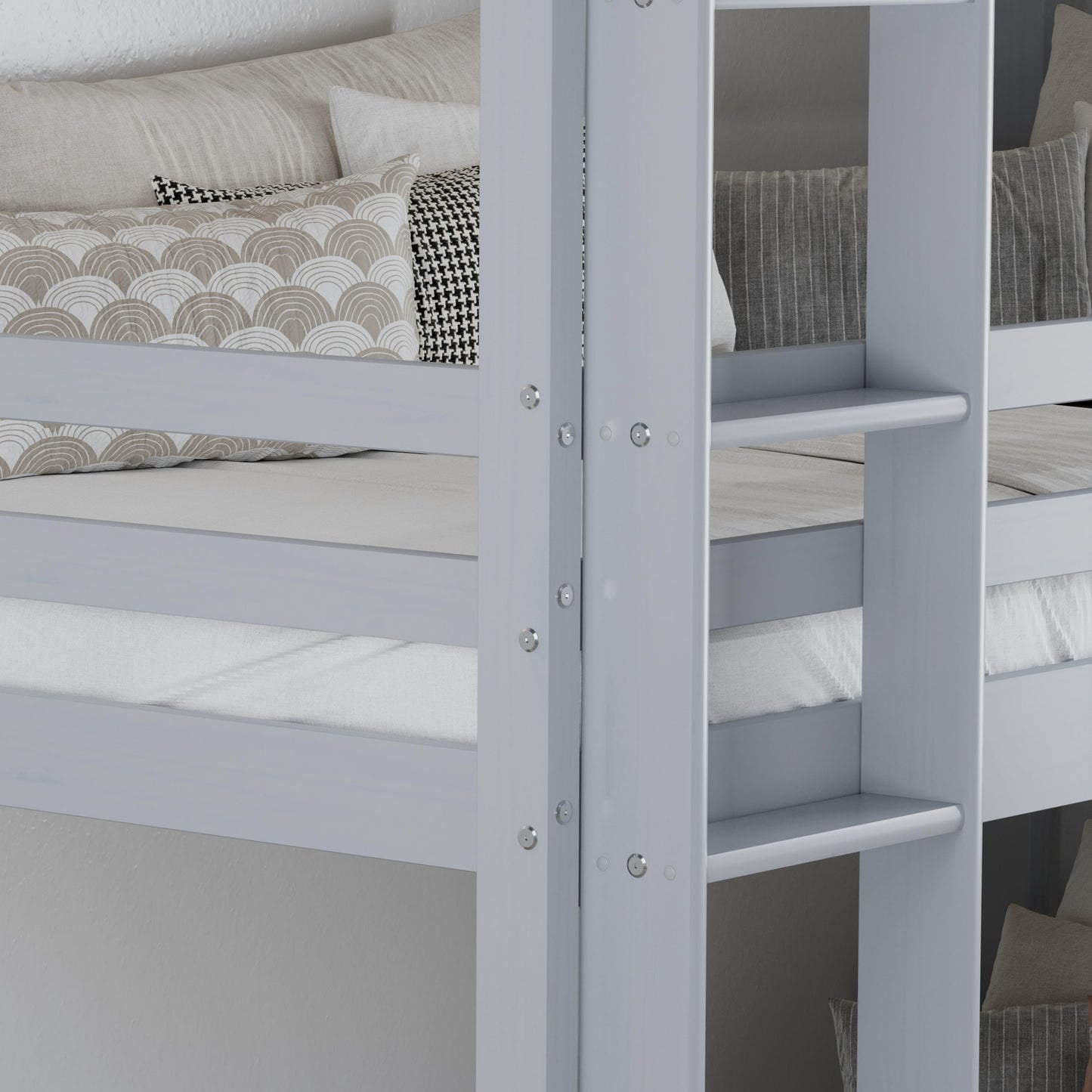 Tressa Triple Bunk Bed - Stylish Space-Saving Solution for Smaller Rooms in White or Grey
