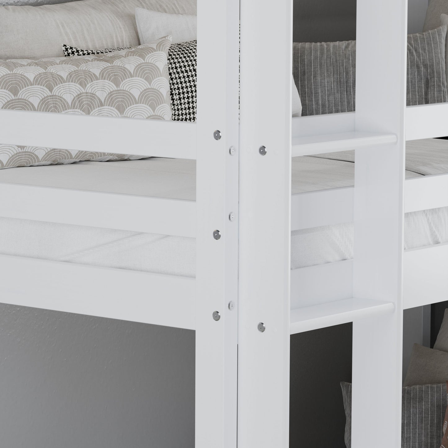 Tressa Triple Bunk Bed - Stylish Space-Saving Solution for Smaller Rooms in White or Grey