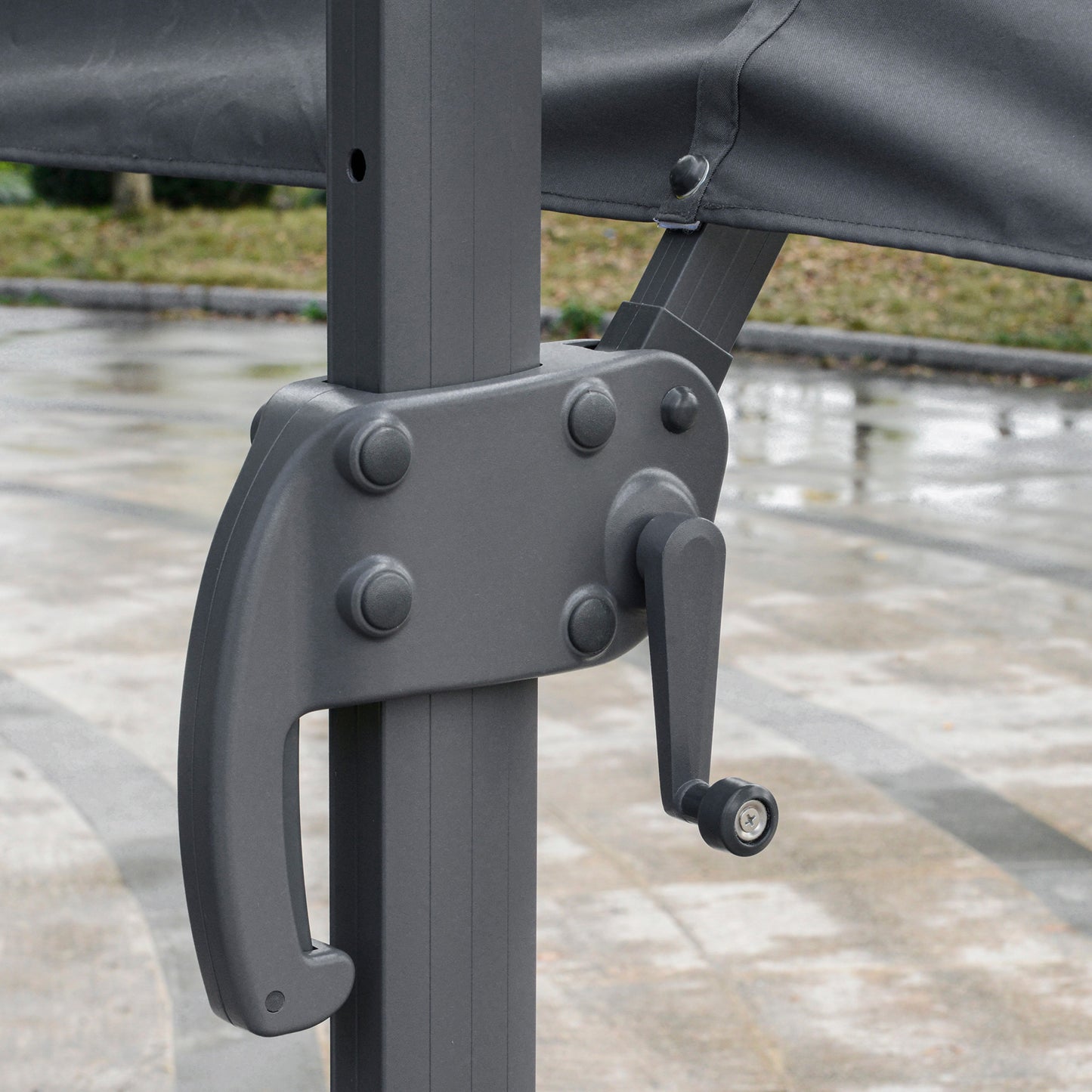 Outsunny 4.5m Cantilever Parasol: Large Double Sided Rectangular Garden Umbrella with Crank Handle, 360° Cross Base for Bench in Grey