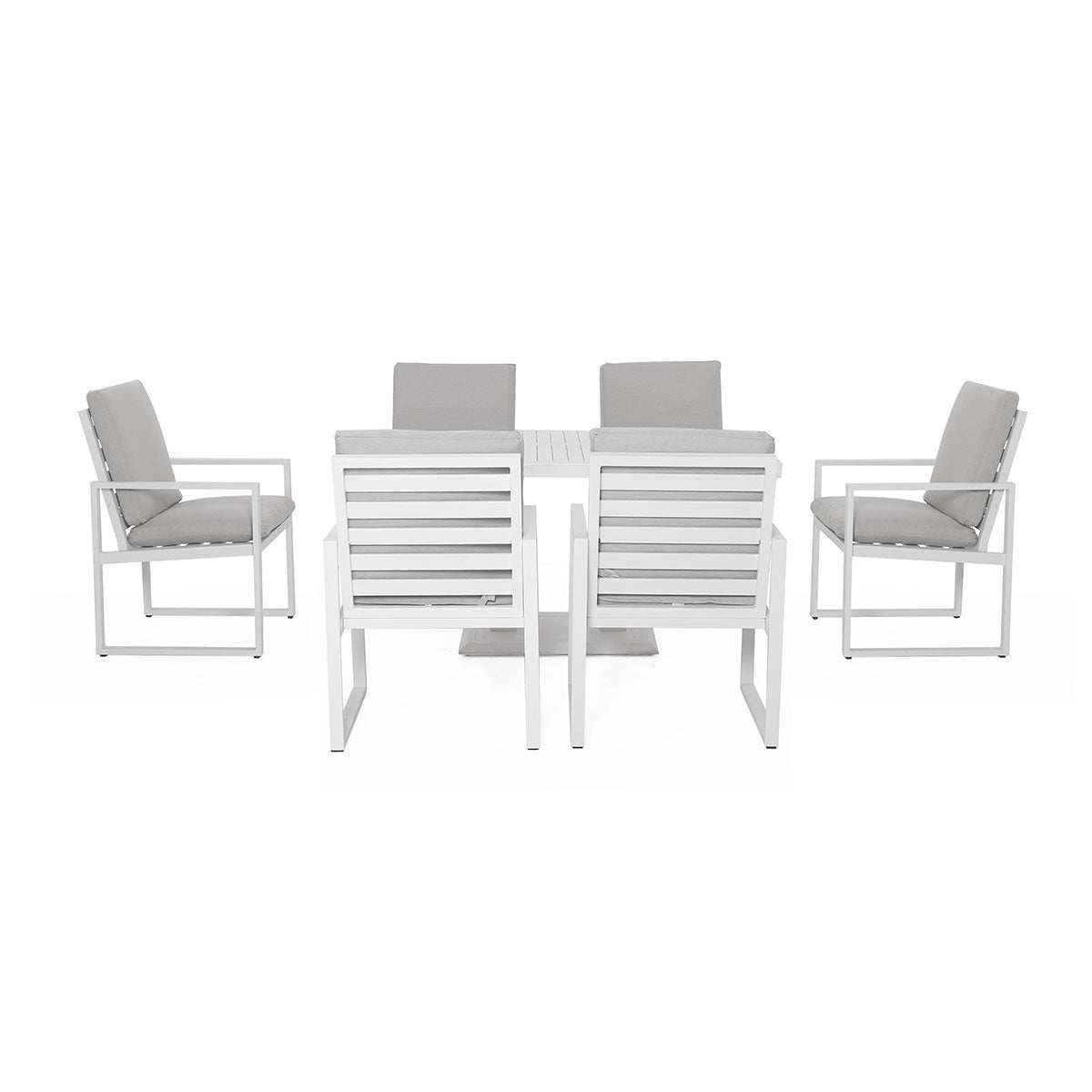 Amalfi 6 Seat Rectangular Dining Set with Rising Table in White