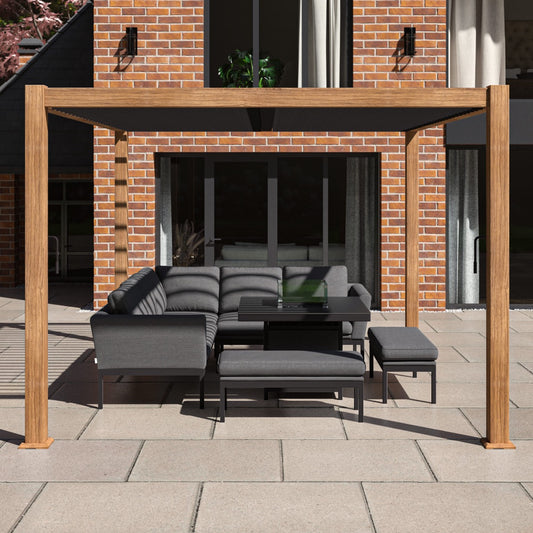 Como Pergola Aluminium Rectangular 30x40 in Wood Effect Frame
