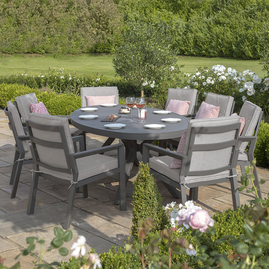New York 8 Seat Oval Dining Set in Dove Grey