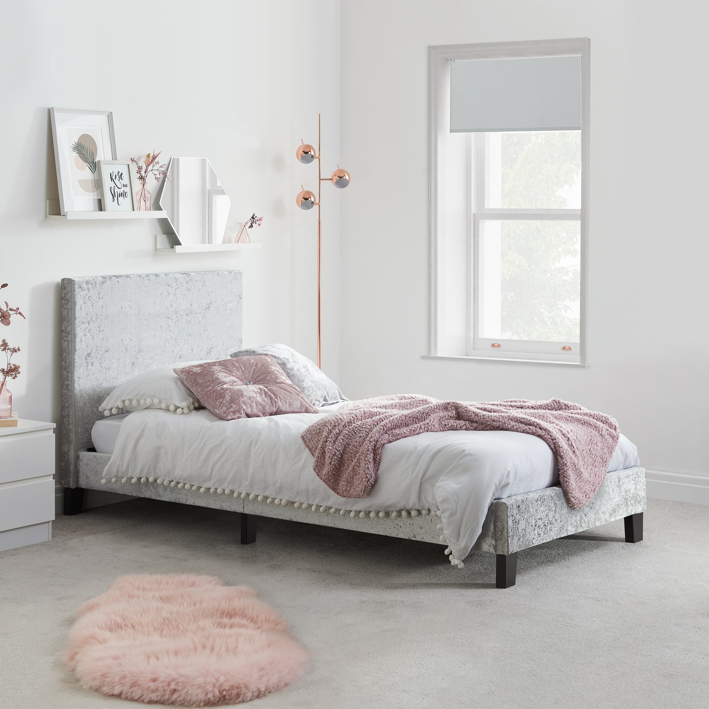 Berlin Fabric Single Bed - The Ultimate Bedroom Centrepiece - 3 Colour Options