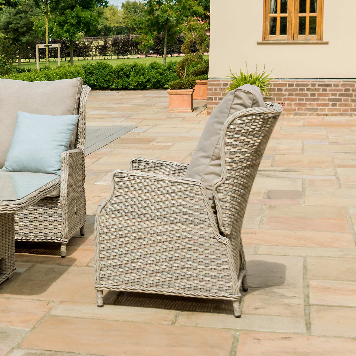 Cotswold Reclining Corner Dining with Rising Table & Chair in Grey/Taupe