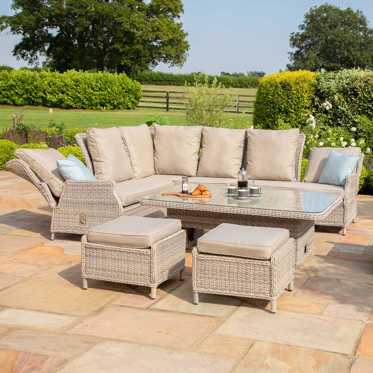 Cotswold Reclining Corner Dining with Rising Table & Chair in Grey/Taupe