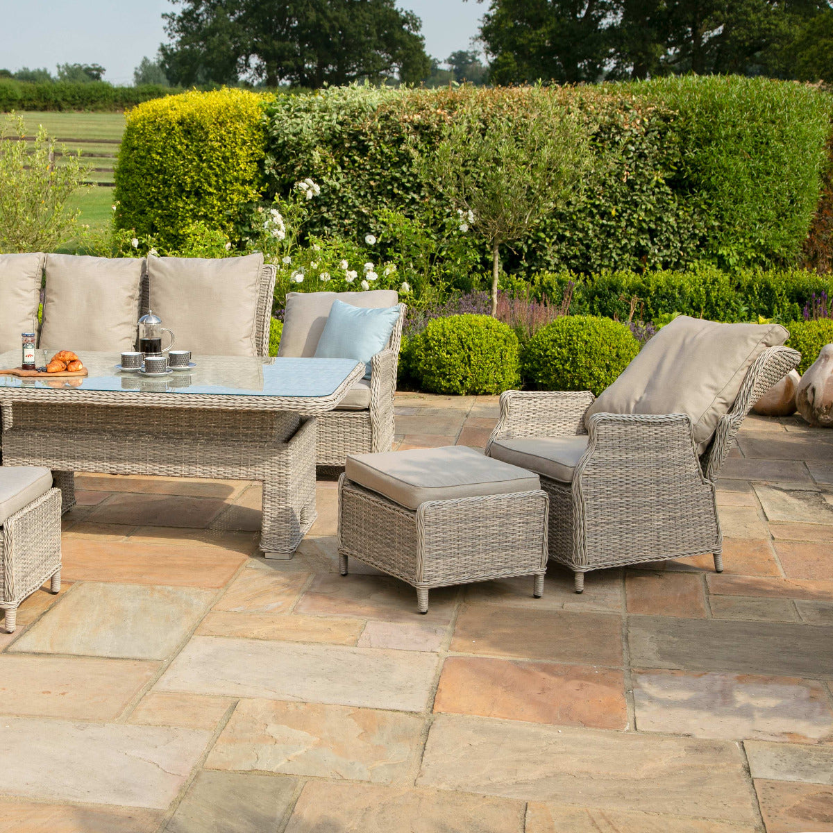 Cotswold Reclining Corner Dining with Rising Table & Chair in Grey/Taupe