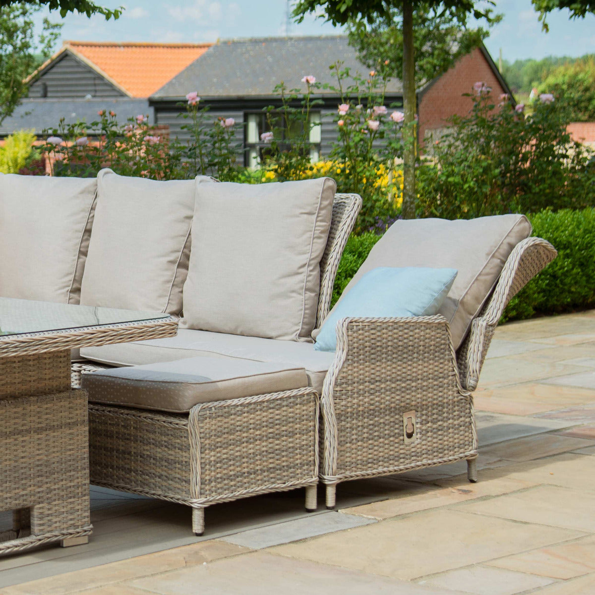 Cotswold Reclining Corner Dining with Rising Table & Chair in Grey/Taupe
