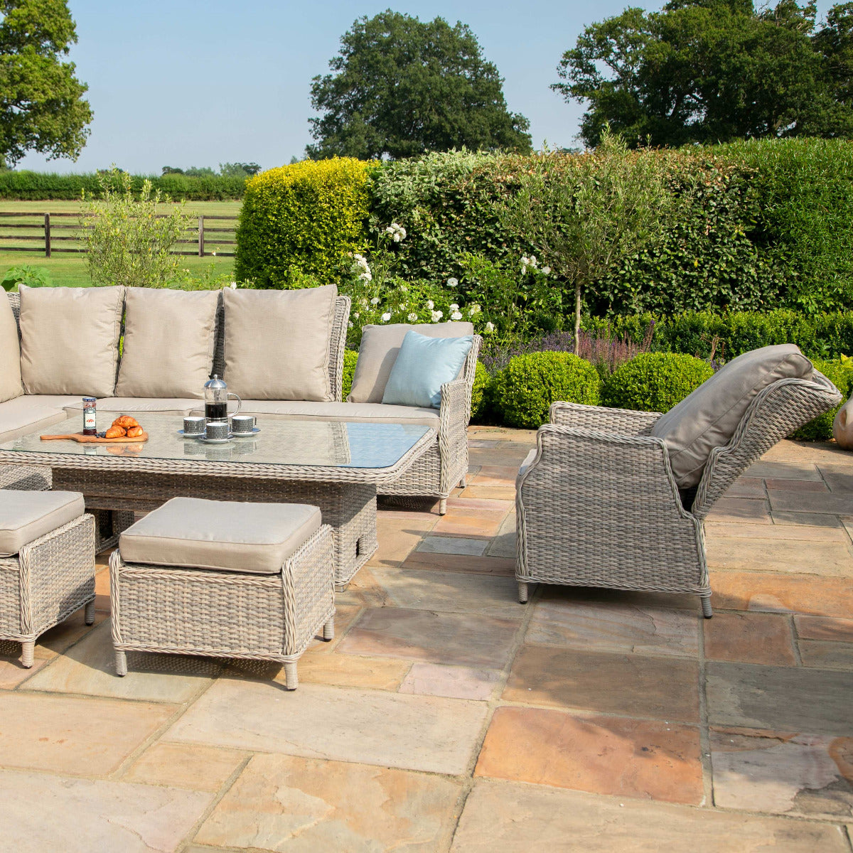 Cotswold Reclining Corner Dining with Rising Table & Chair in Grey/Taupe