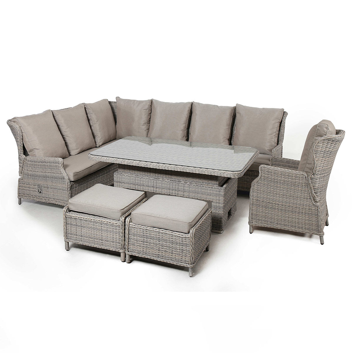 Cotswold Reclining Corner Dining with Rising Table & Chair in Grey/Taupe