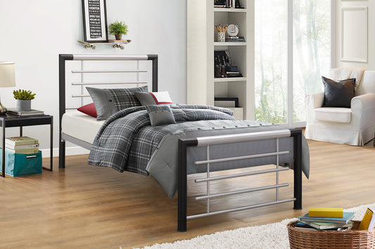 Faro Single Bed Frame - Sleek and Modern Design in Black and Silver