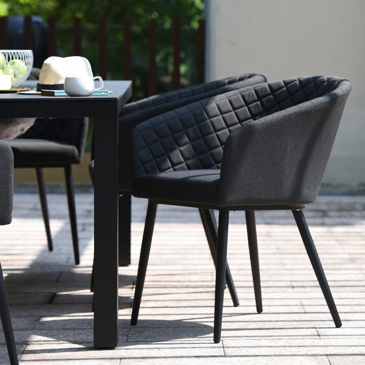 Ambition 8 Seat Rectangular Fire Pit Dining Set in Charcoal