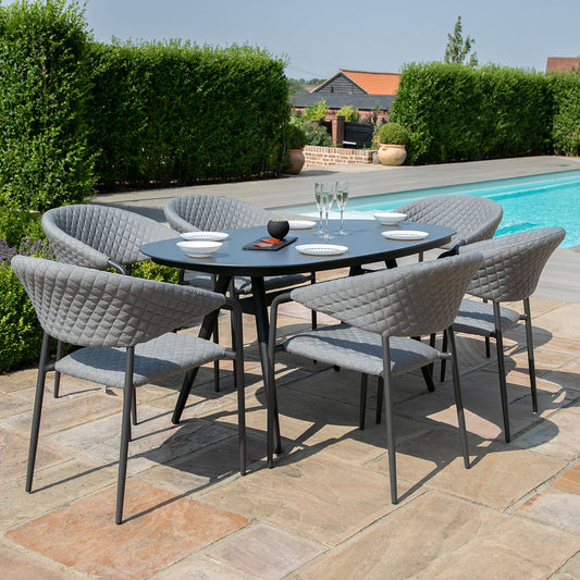 Pebble 6 Seat Oval Dining Set in Flanelle