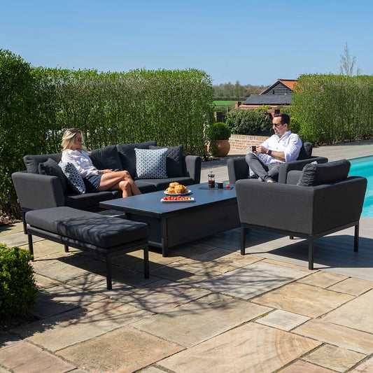 Pulse 3 Seat Sofa Set with Rising Table in Charcoal