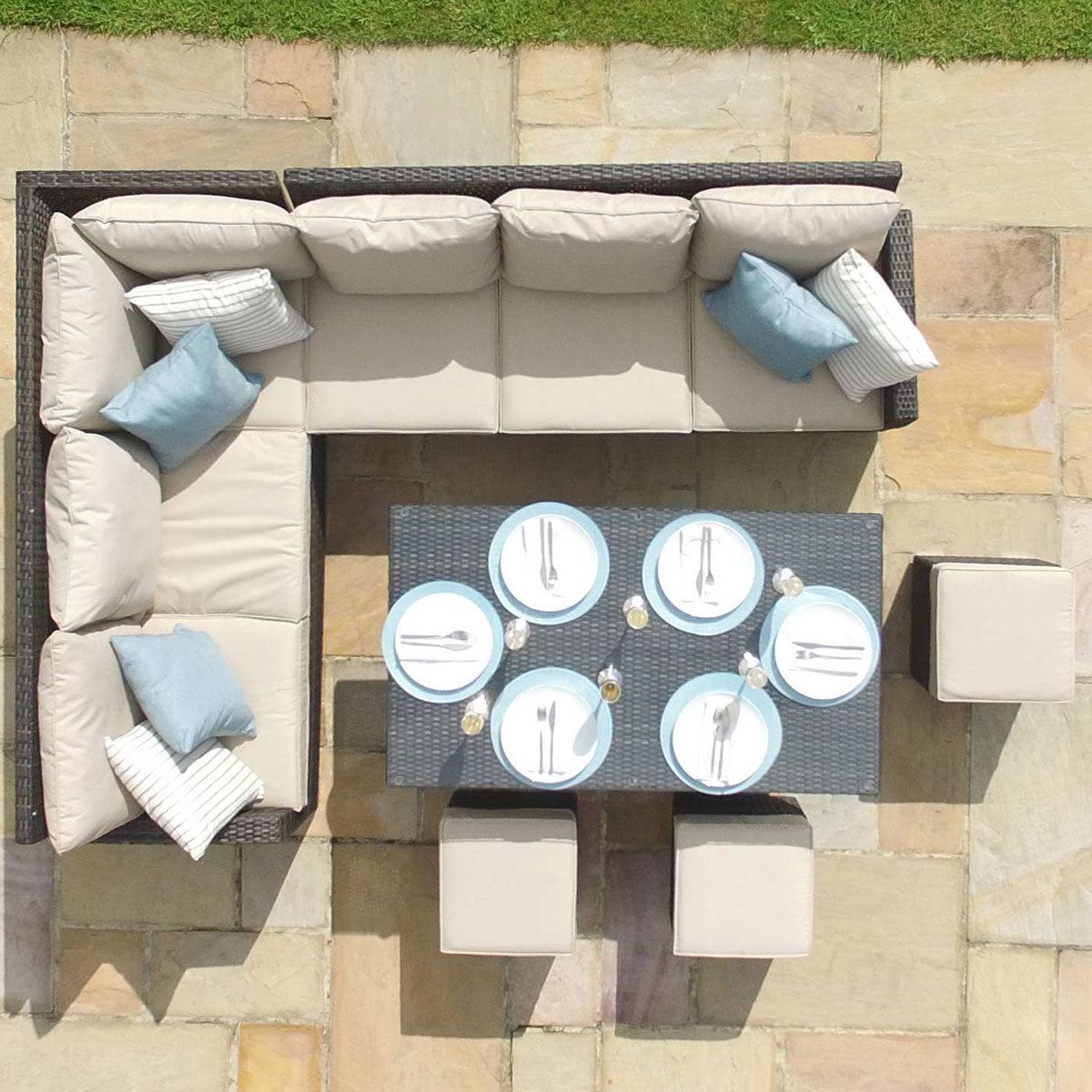 Kingston Corner Dining Set with Rising Table in Brown