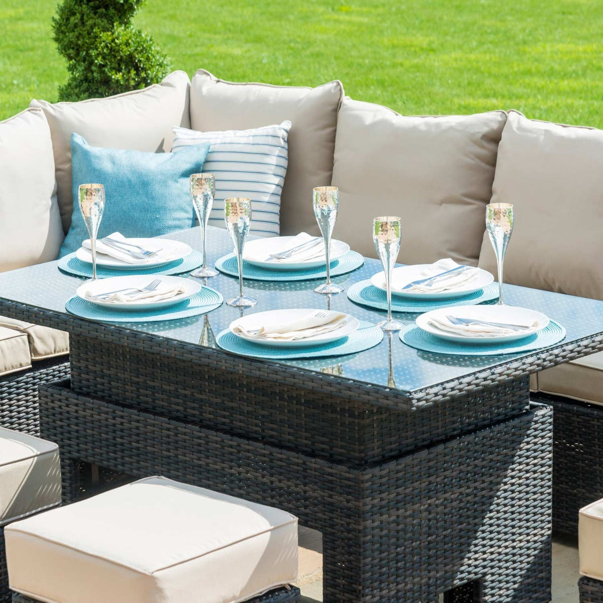 Kingston Corner Dining Set with Rising Table in Brown