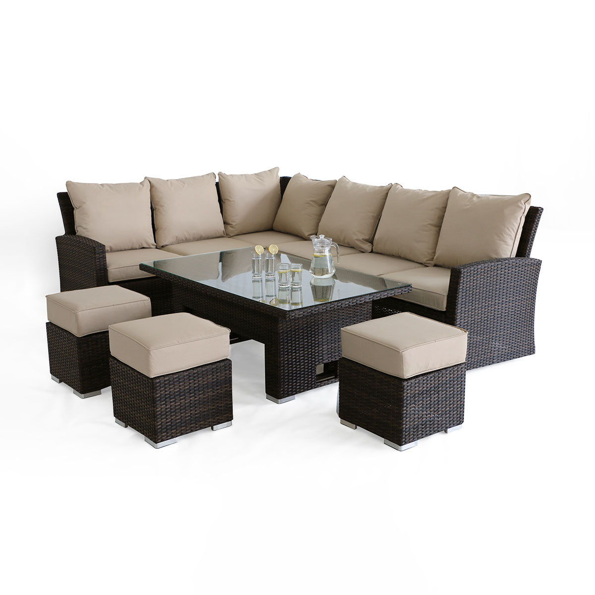 Kingston Corner Dining Set with Rising Table in Brown