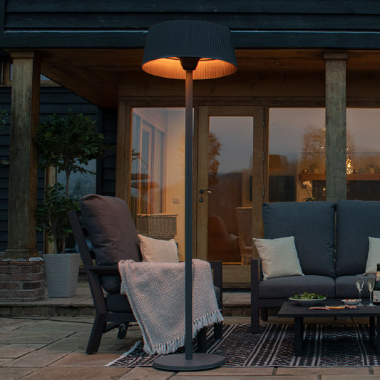 2100W Lyra Freestanding Electric Patio Heater in Charcoal