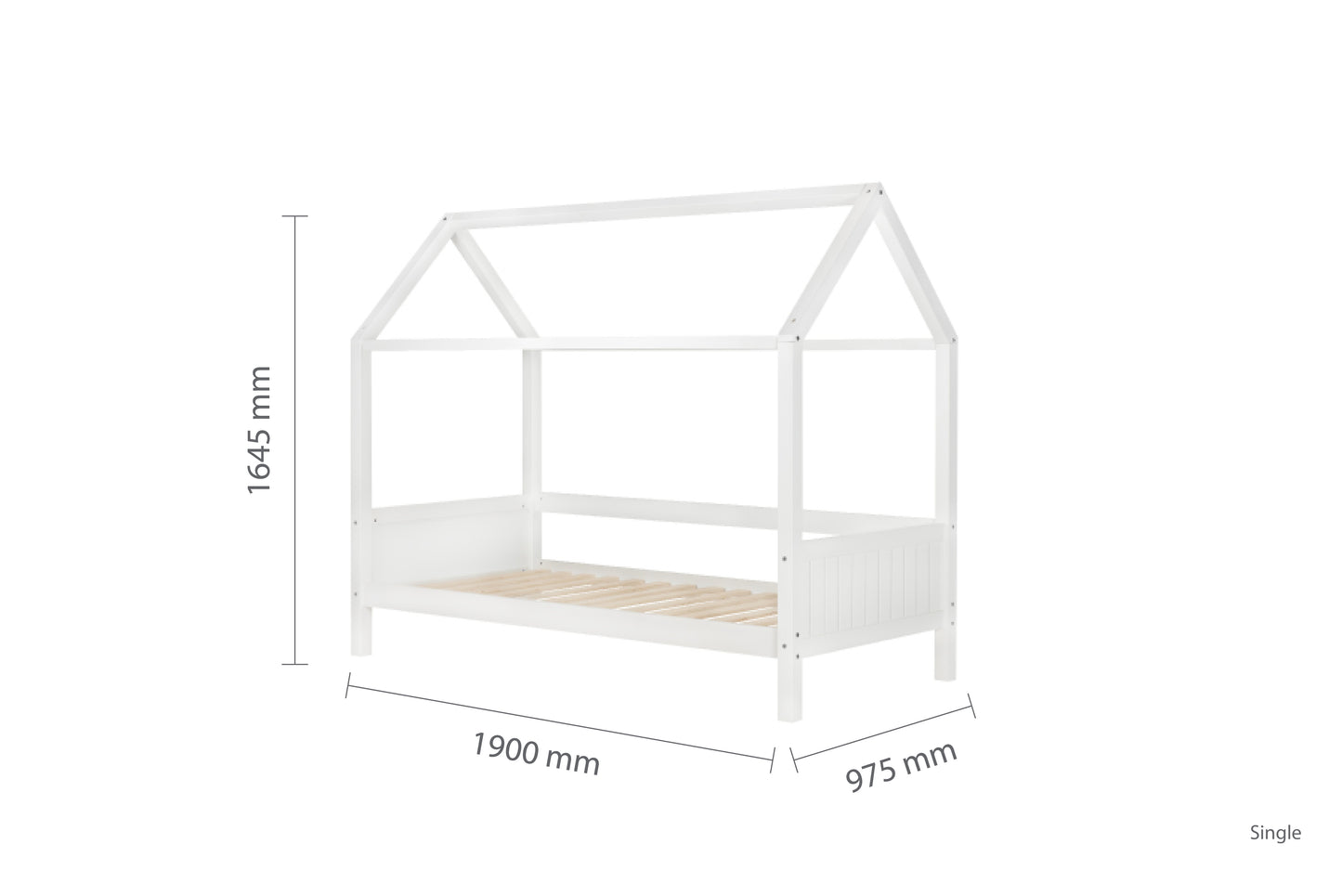 Home House-Themed Single Bed - Fun and Independence for Kids in Grey or White