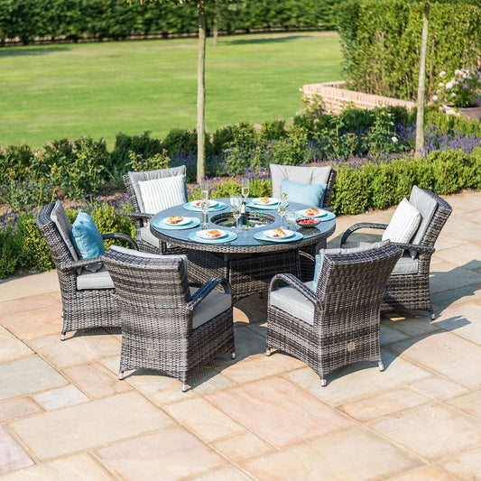 Texas 6 Seat Round Ice Bucket Dining Set with Lazy Susan in Grey