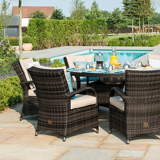 Texas 8 Seat Round Ice Bucket Dining Set with Lazy Susan in Brown