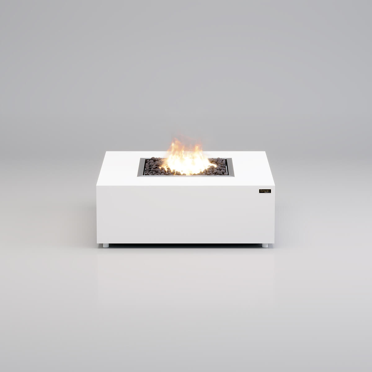 Maroma Gas Fire Pit (LPG) in White: Luxury Outdoor Fire Pit with Propane Flame