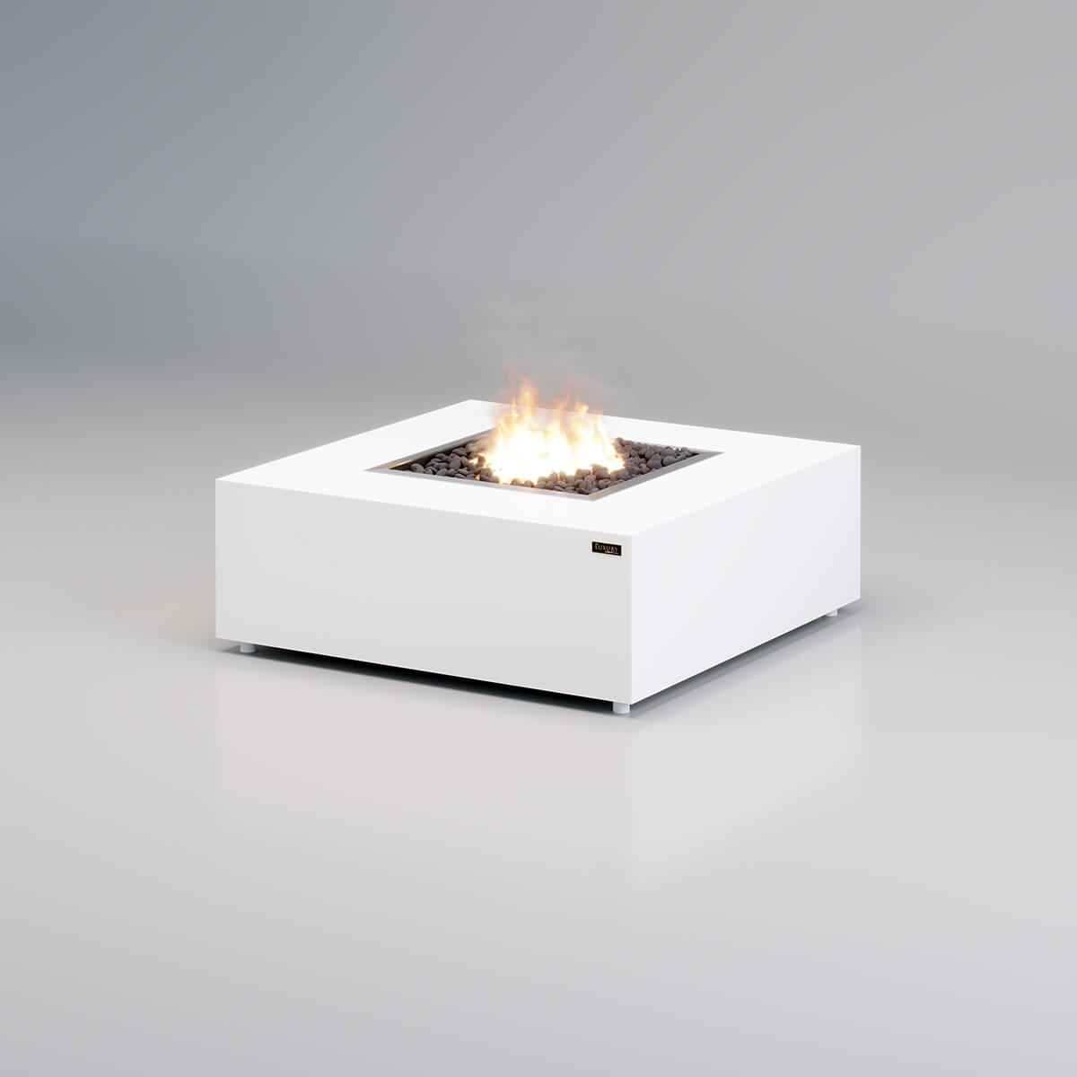 Maroma Gas Fire Pit (LPG) in White: Luxury Outdoor Fire Pit with Propane Flame