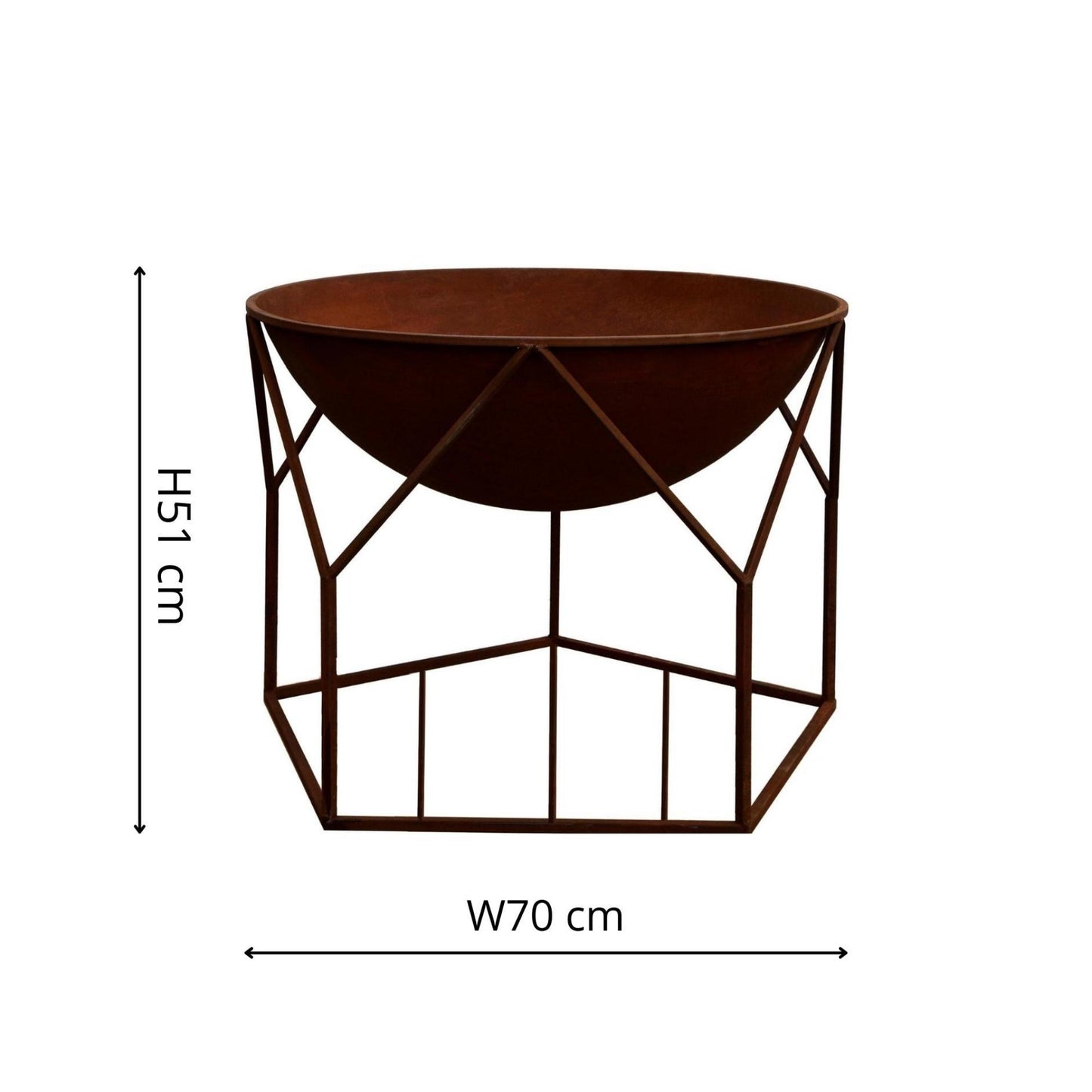 Outdoor Buckingham Fire Pit Rust H51Cm W70Cm