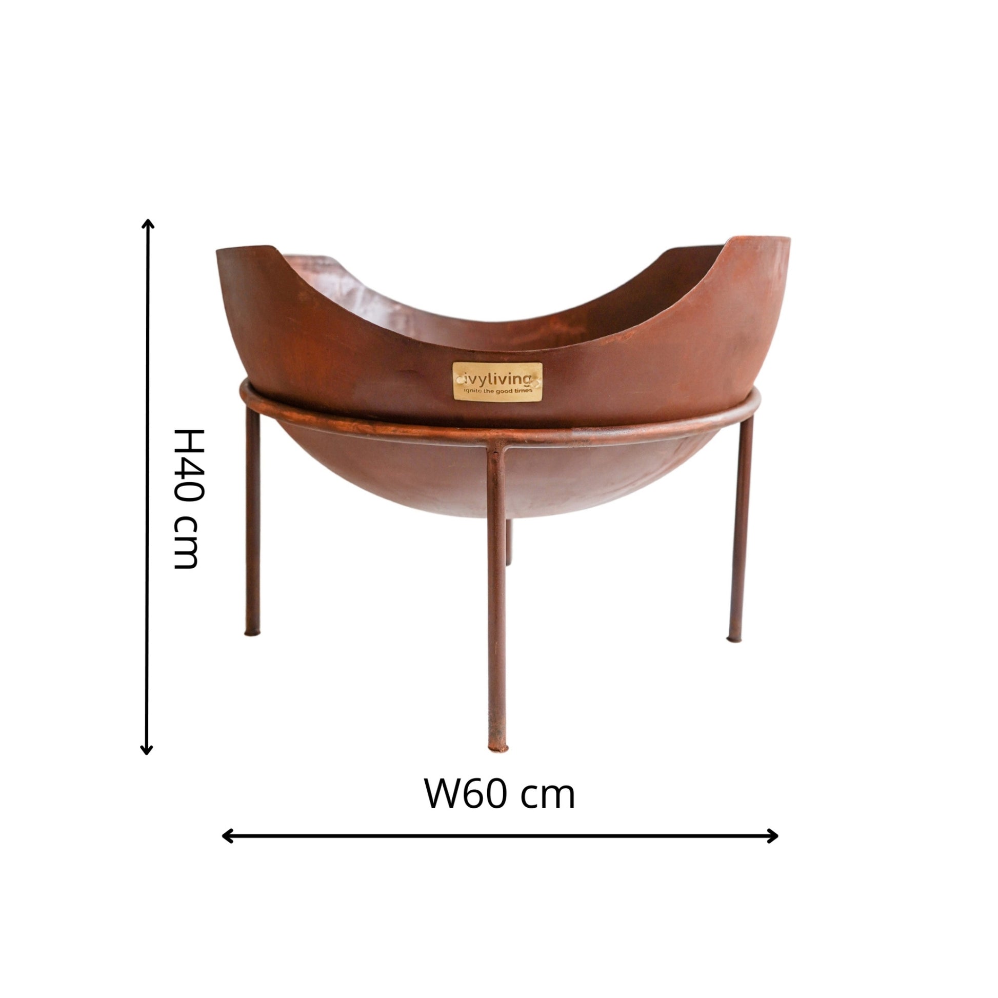Outdoor Memphis Fire Pit in Rust H40cm D60cm