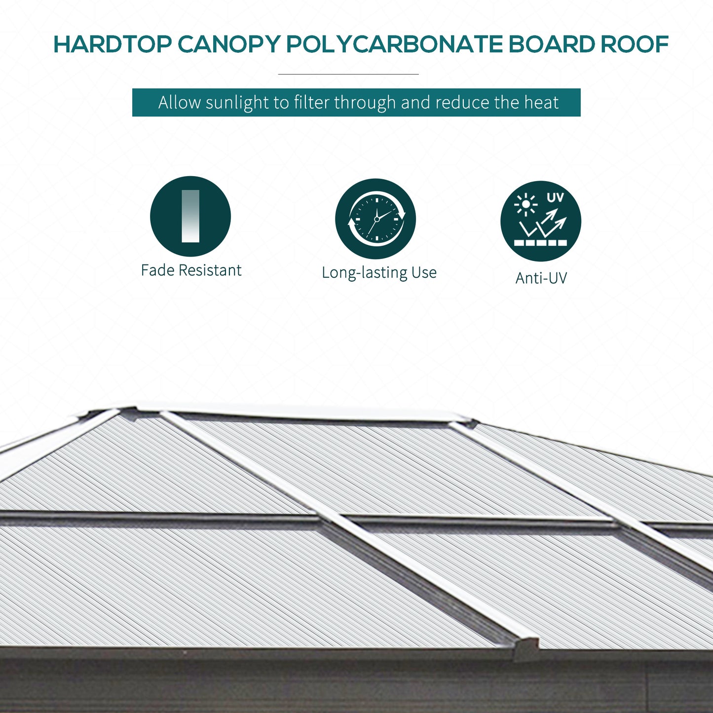 Outsunny 3.6 x 3m Hardtop Polycarbonate Roof Aluminium Gazebo with Mosquito Netting and Curtains in Brown