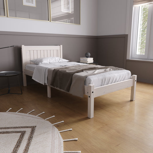 Rio Single Wooden Bed Frame - Contemporary and Stylish Design in White or Pine