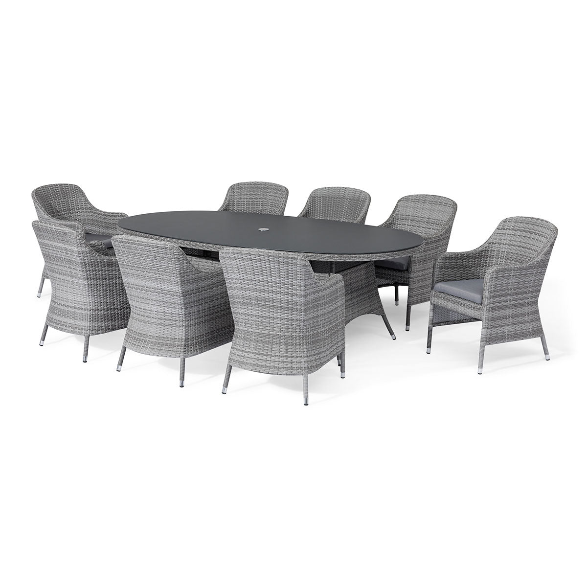 Santorini 8 Seat Oval Dining Set in Grey