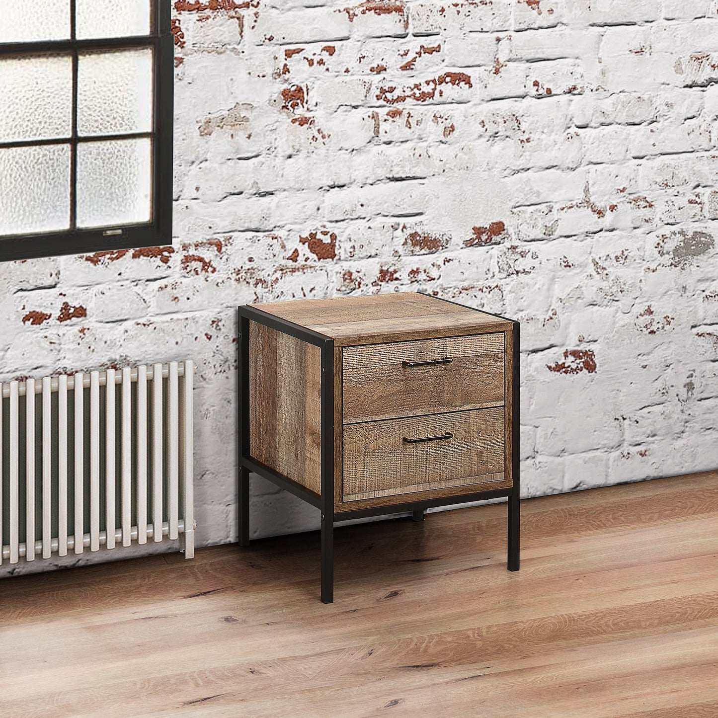 Urban 2-Drawer Bedside - Rustic Finish