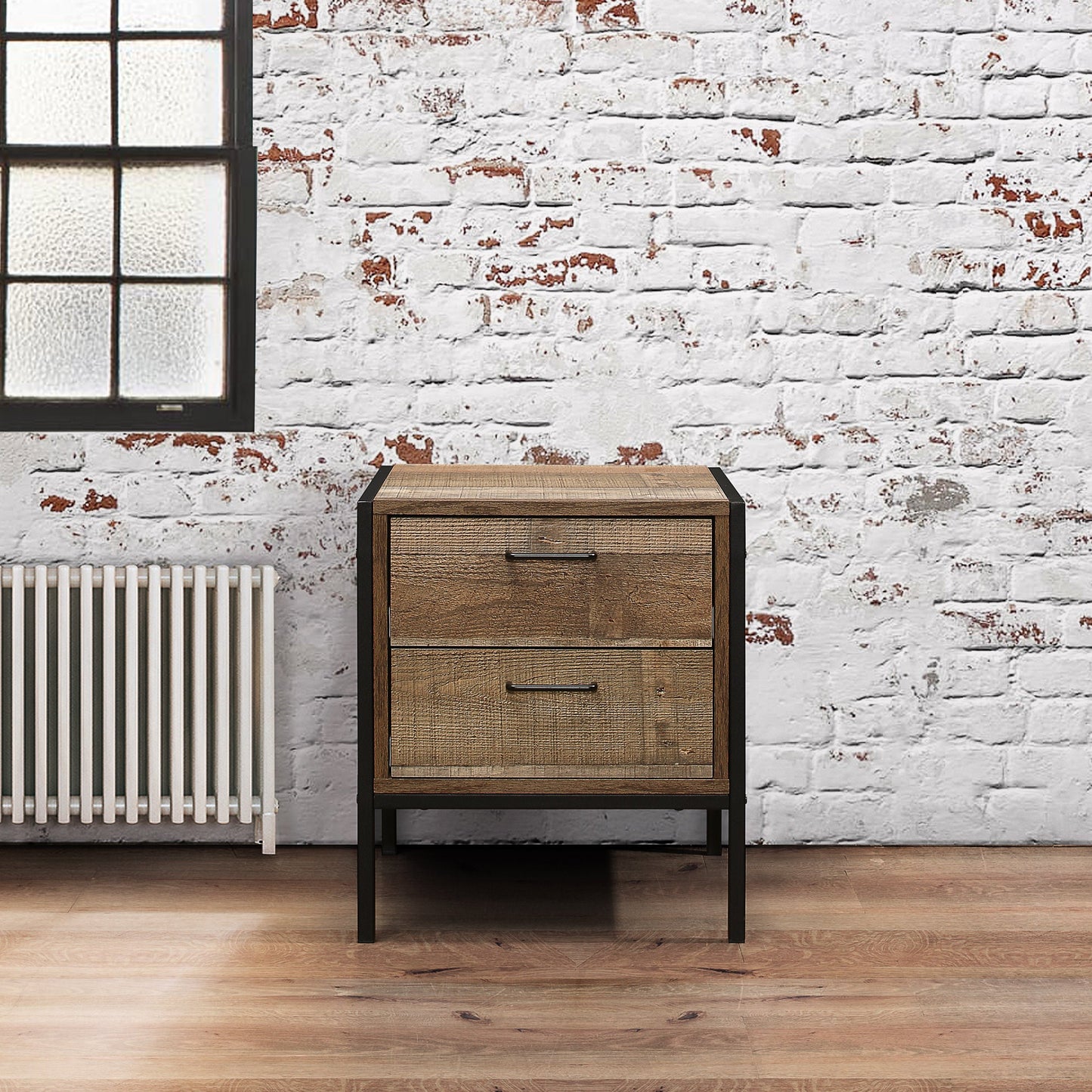 Urban 2-Drawer Bedside - Rustic Finish