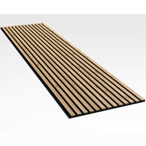Classic Oak on Black Acoustic Wood Slat Wall Panel – 600mm x 2.4m | Soundproof & Decorative Paneling