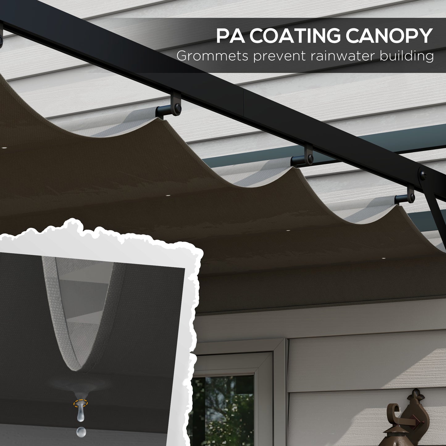 Outsunny 3 x 3m Retractable Pergola, Garden Gazebo Shelter with Aluminium Frame in Dark Grey