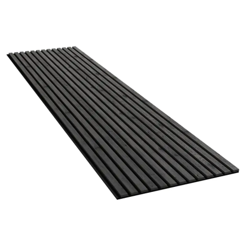 Charcoal on Black Acoustic Wood Slat Wall Panel – 600mm x 2.4m | Soundproof & Decorative Paneling