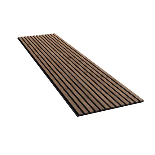 Walnut Wood on Black Acoustic Wood Slat Wall Panel – 600mm x 2.4m | Soundproof & Decorative Paneling